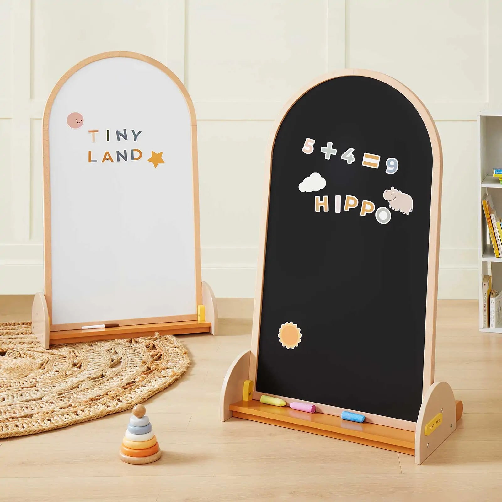 Tiny Land arched double-sided magnet chalkboard easel set, white & black boards Tiny Land INC on Tampa Home & Garden Store