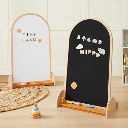 Tiny Land arched double-sided magnet chalkboard easel set, white & black boards Tiny Land INC on Tampa Home & Garden Store