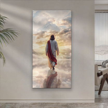 Reflections Faith Wall Art canvas by Tailored Canvases; figure faces sunrise over mountains on Tampa Home & Garden Store