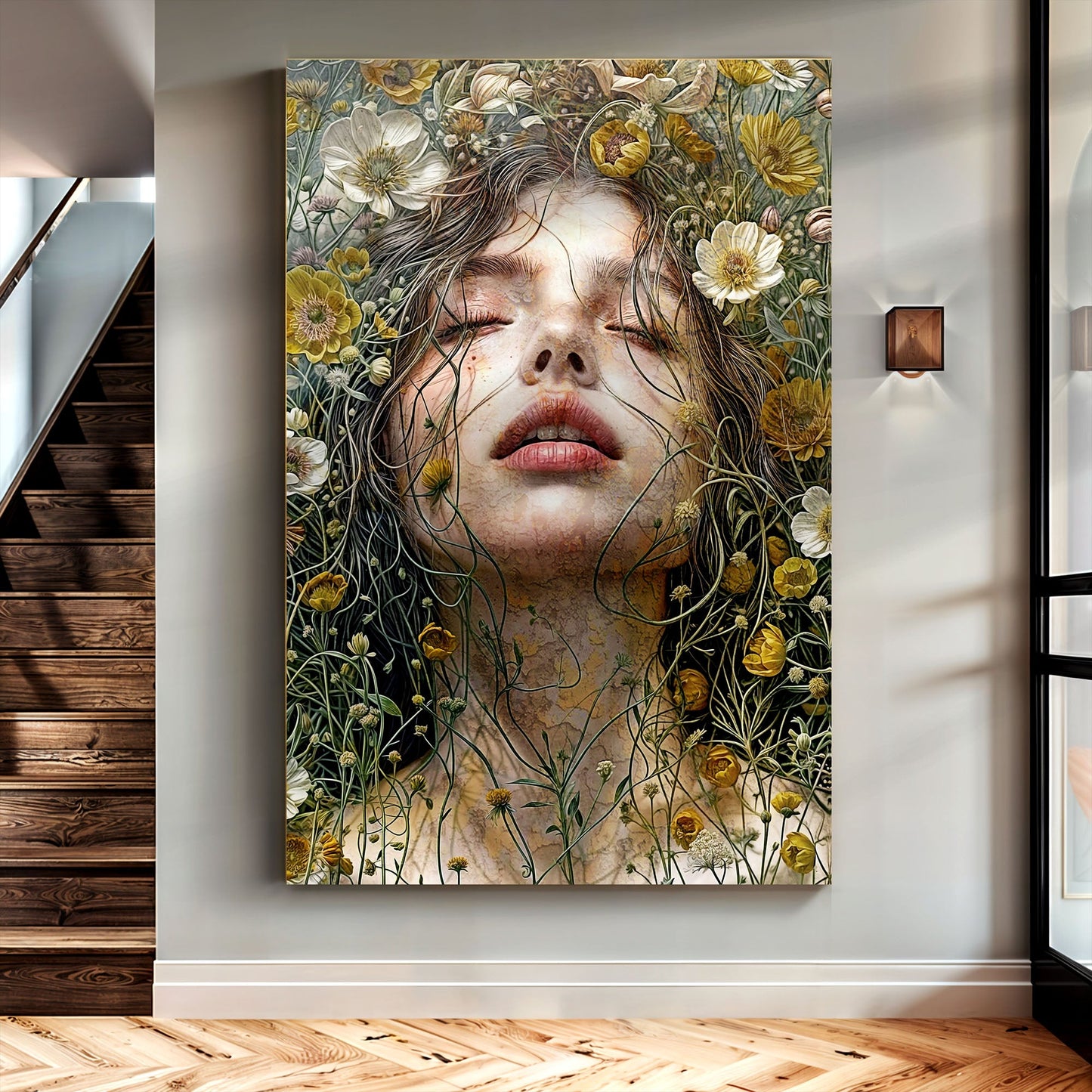 Garden Blossom Wall Art canvas with floral portrait and yellow white blooms Tailored Canvases on Tampa Home & Garden Store