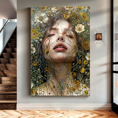 Garden Blossom Wall Art canvas with floral portrait and yellow white blooms Tailored Canvases on Tampa Home & Garden Store