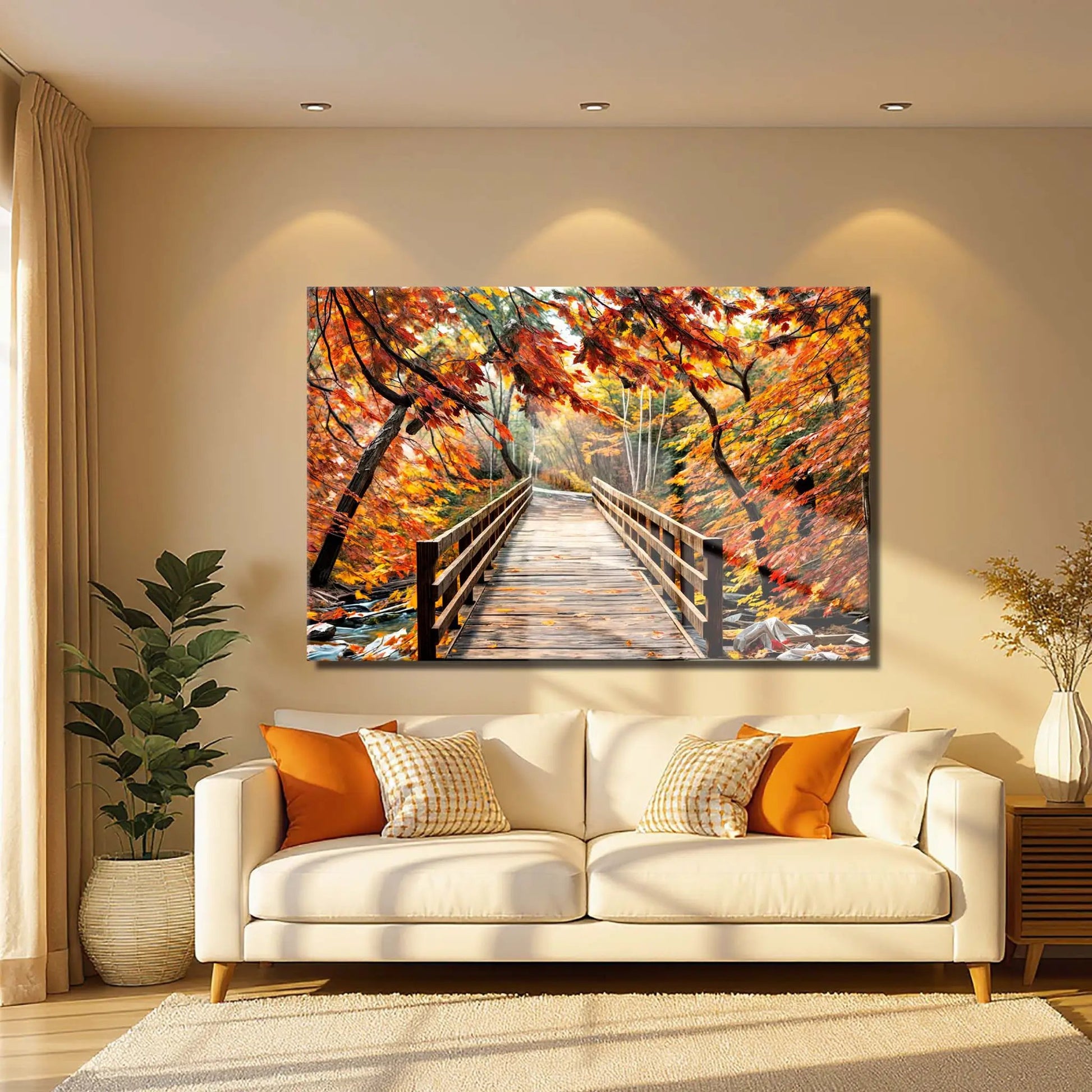 Crossing Autumn Wall Art canvas by Tailored Canvases in warm autumn hues crafting canvas on Tampa Home & Garden Store