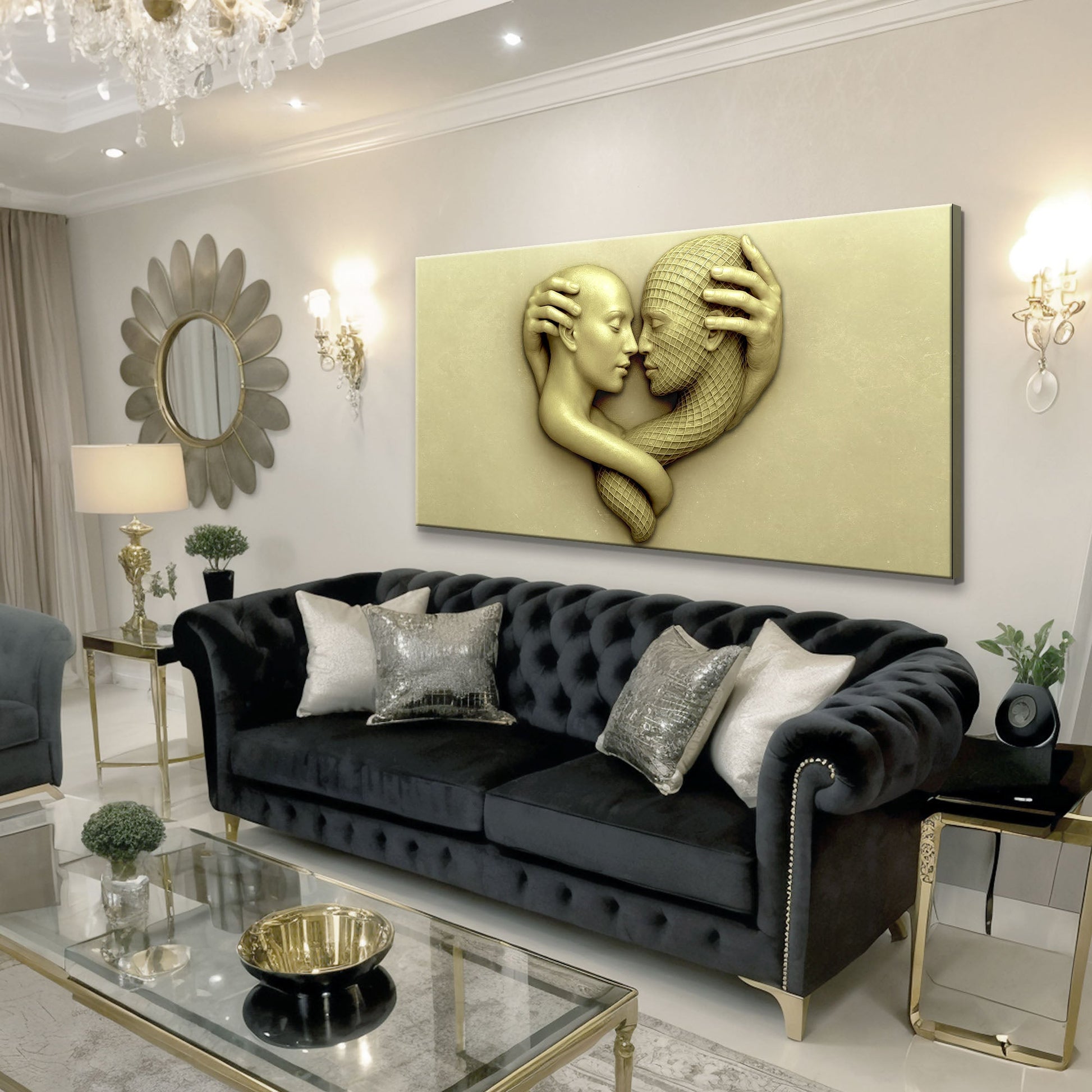 Eternal Love Figure Abstract Wall Art canvas gold-tone on Tampa Home & Garden Store