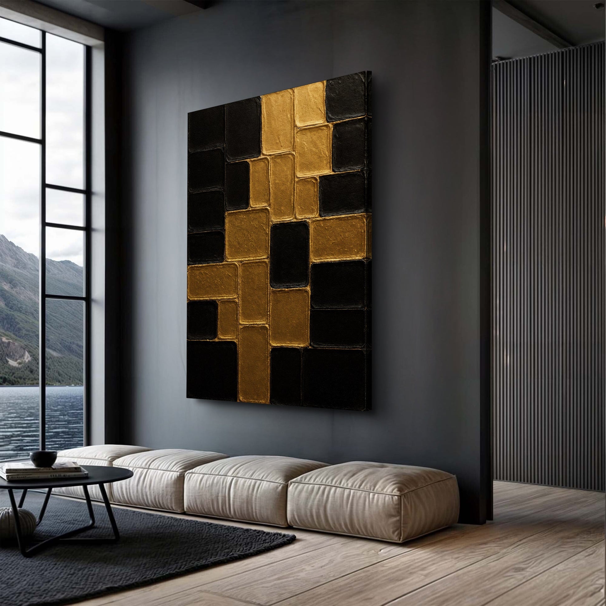 Contemporary Black and Gold Wall Art II canvas by Tailored Canvases; crafting canvas wall decor on Tampa Home & Garden Store