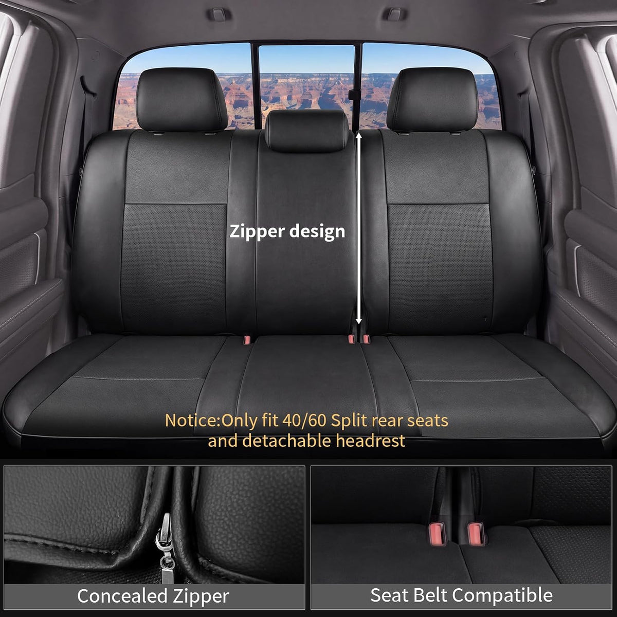 Umbrauto seat covers for Toyota Tacoma 2005-2015 rear seats, black Nappa leather look, waterproof on Tampa Home & Garden Store