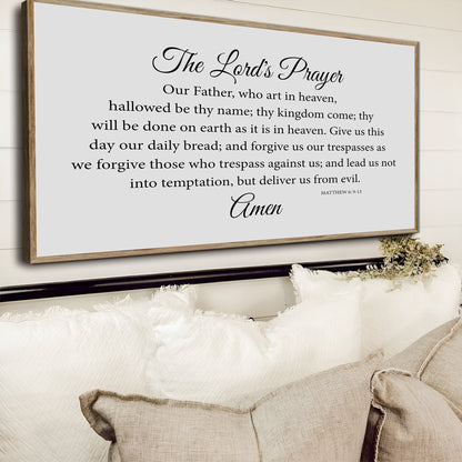 The Lord's Prayer Faith Sign canvas with wood frame in gray, Tailored Canvases on Tampa Home & Garden Store