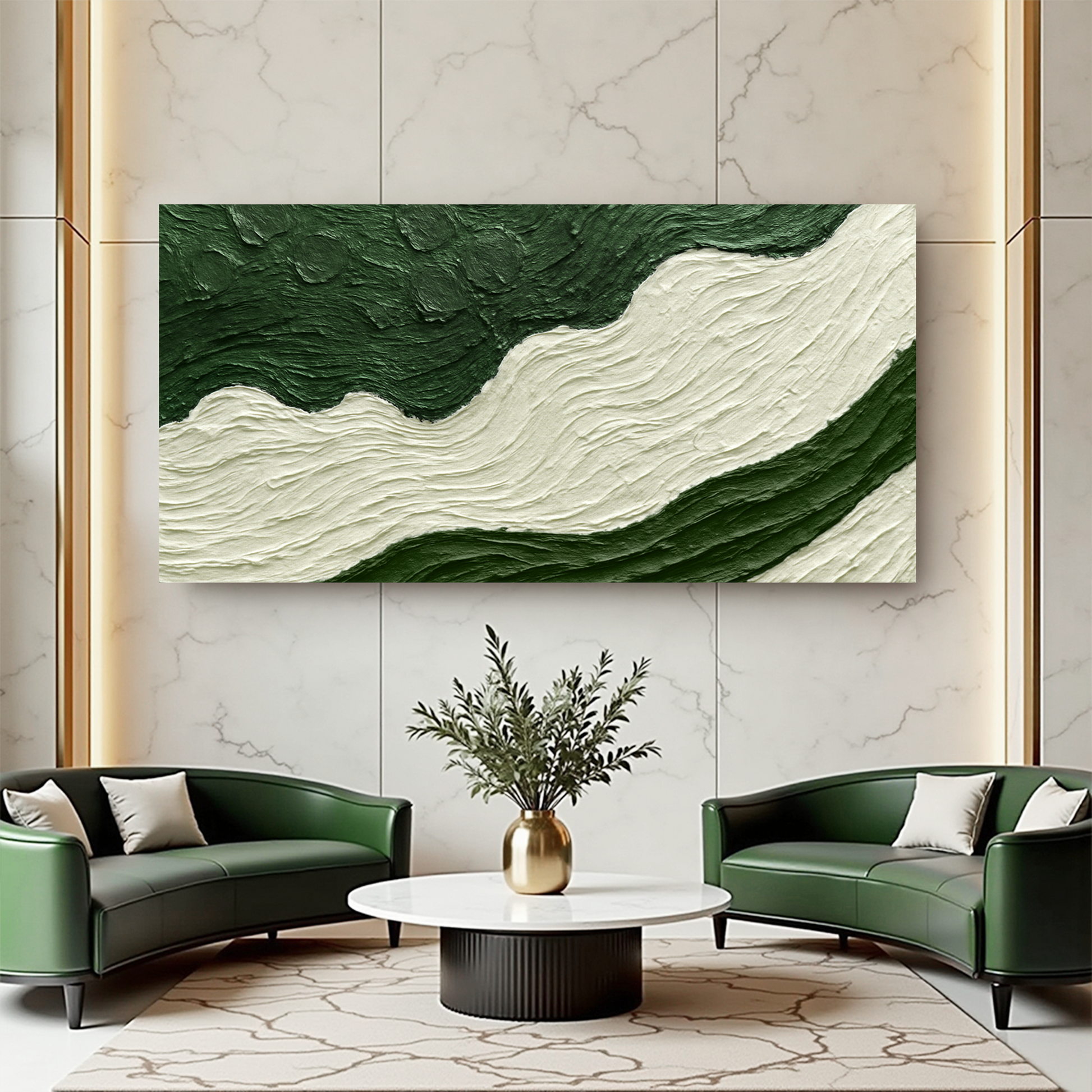 Green Rivers Abstract Wall Art VII canvas with green and white textured river pattern on Tampa Home & Garden Store