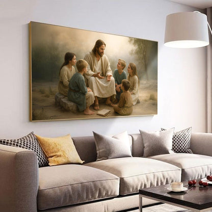 Jesus with Children Faith Wall Art III canvas by Tailored Canvases showing Jesus with children on Tampa Home & Garden Store