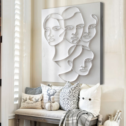 3D Minimalist Faces canvas wall art with white line faces Tailored Canvases on Tampa Home & Garden Store