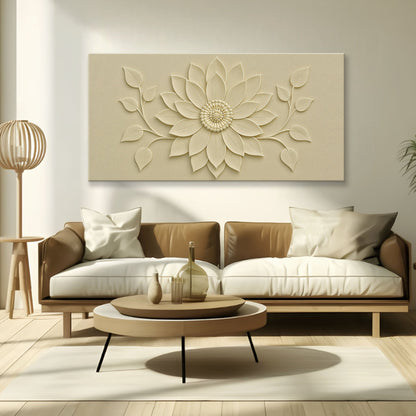 Floral Abstract Wall Art VI canvas by Tailored Canvases, beige 3D flower relief on Tampa Home & Garden Store