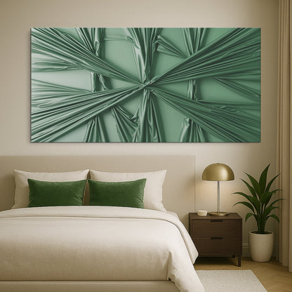 Modern Abstract Minimalist Wall Art VI canvas by Tailored Canvases with green folded ribbons on Tampa Home & Garden Store