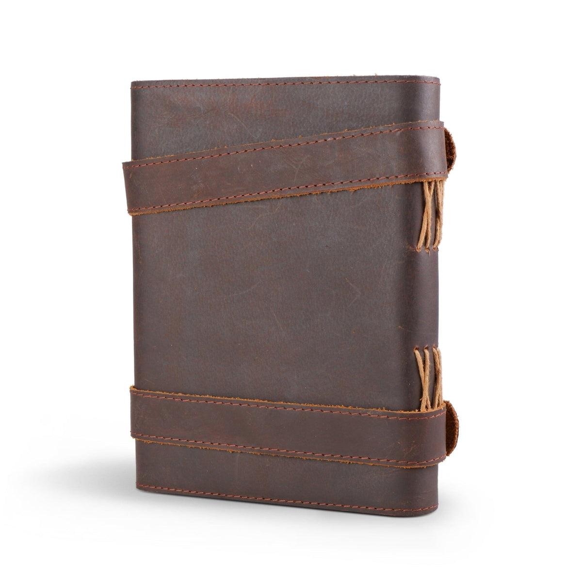 Vintage dark brown leather journal with wraparound strap tassels Classy Leather Bags on Tampa Home & Garden Store