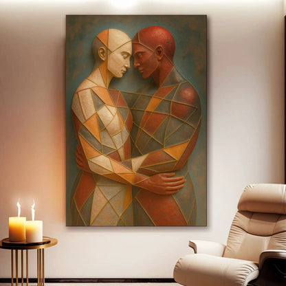Embrace of Geometry Abstract Wall Art III canvas Tailored Canvases beige terracotta geometric forms on Tampa Home & Garden Store
