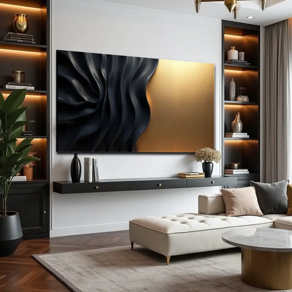 Black and Gold Minimalist Abstract XIII Wall Sign