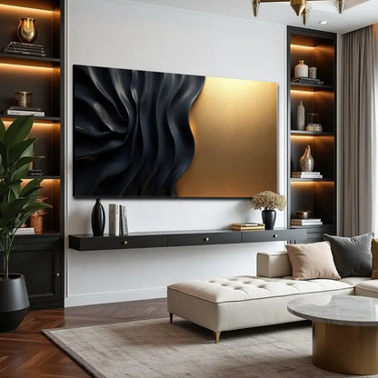 Black and Gold Minimalist Abstract XIII Wall Sign