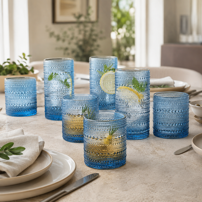 Textured Hobnail Lowball and Highball Set of 12
