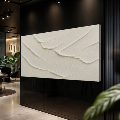 Abstract Minimalist Wave Wall Art II canvas by Tailored Canvases, white textured waves on Tampa Home & Garden Store