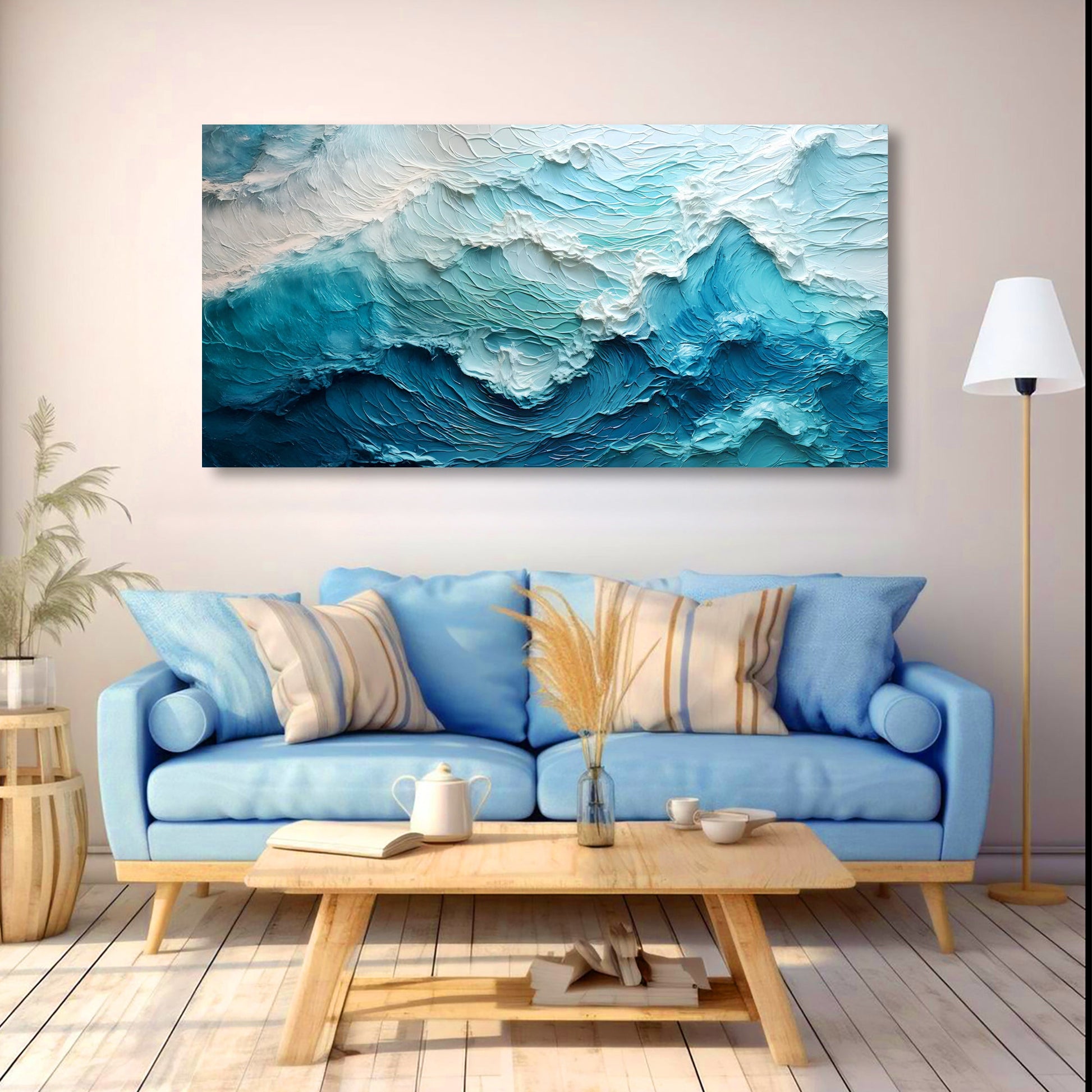 Blue Ocean Coastal Wall Art II canvas by Tailored Canvases with blue ocean texture on Tampa Home & Garden Store