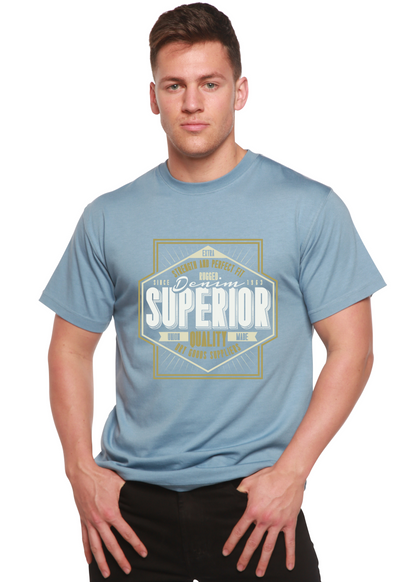 Mens printed t-shirt light blue bamboo viscose/organic cotton by Spun Bamboo logo on Tampa Home & Garden Store