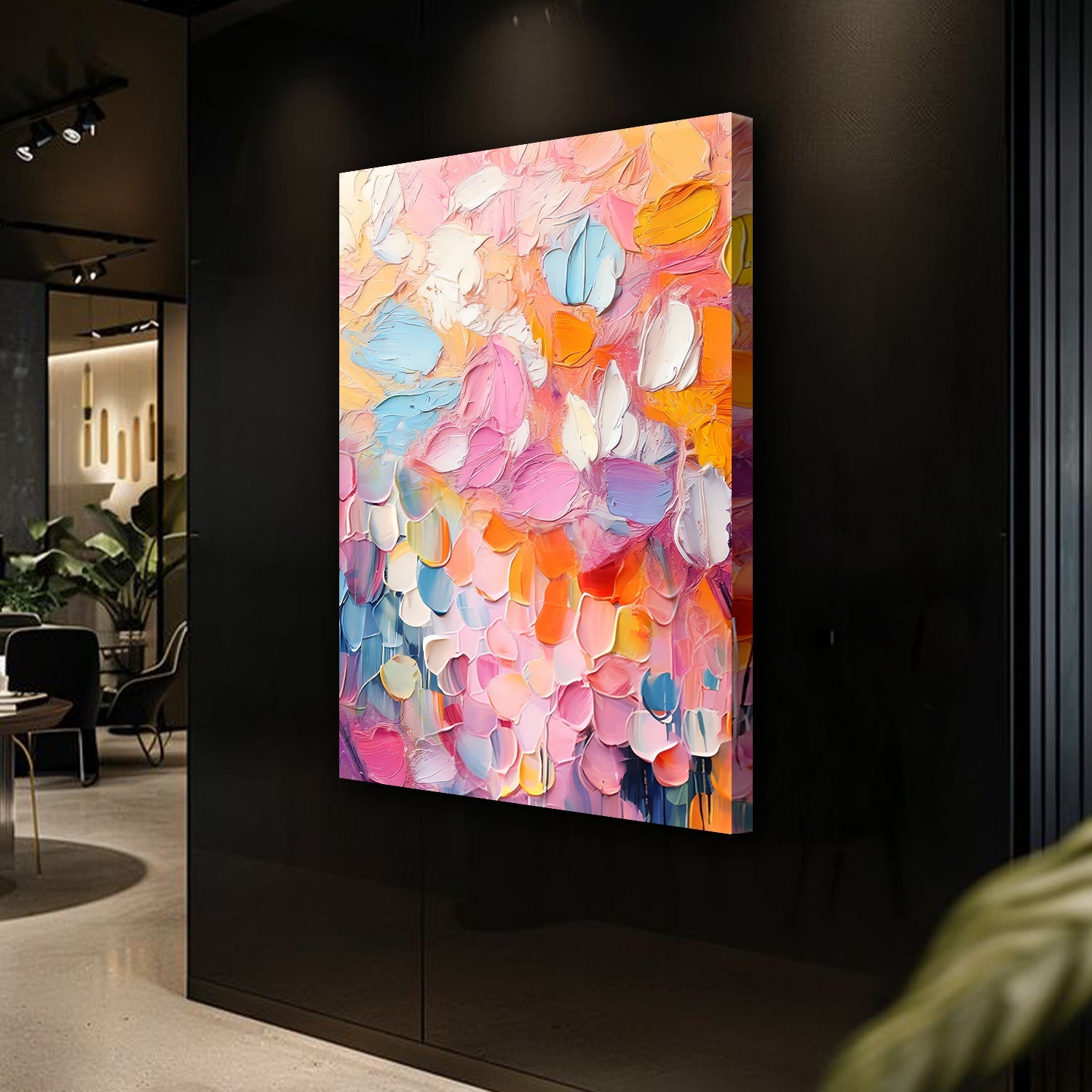 Blooming Rhapsody Abstract Wall Art canvas by Tailored Canvases in pastel pinks blues on Tampa Home & Garden Store
