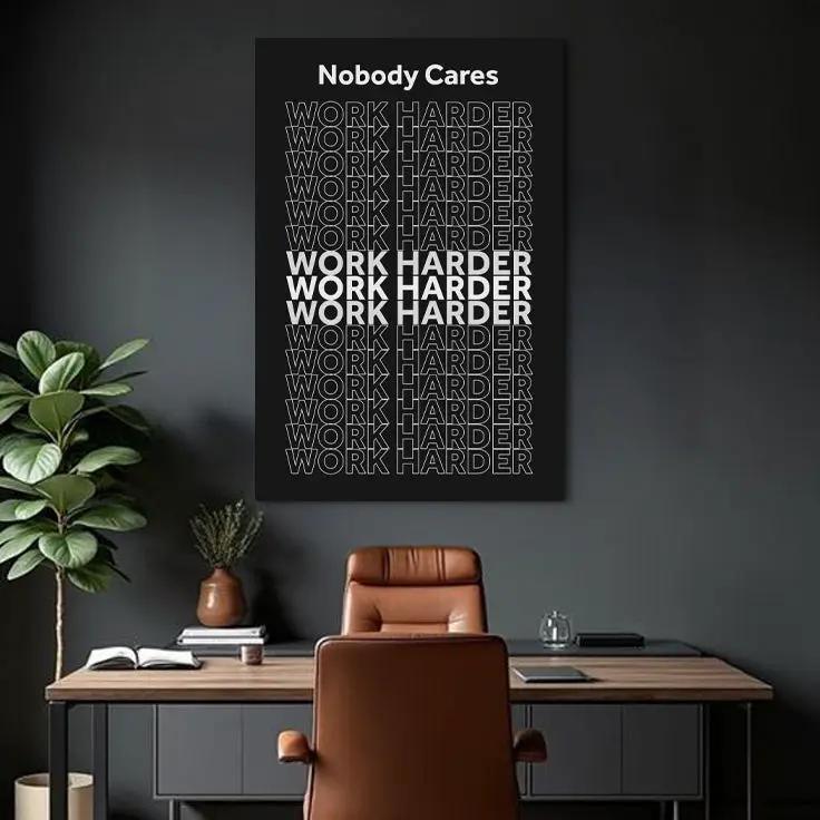 Work Harder Motivational Wall Sign canvas on black with white typography, crafting canvas on Tampa Home & Garden Store
