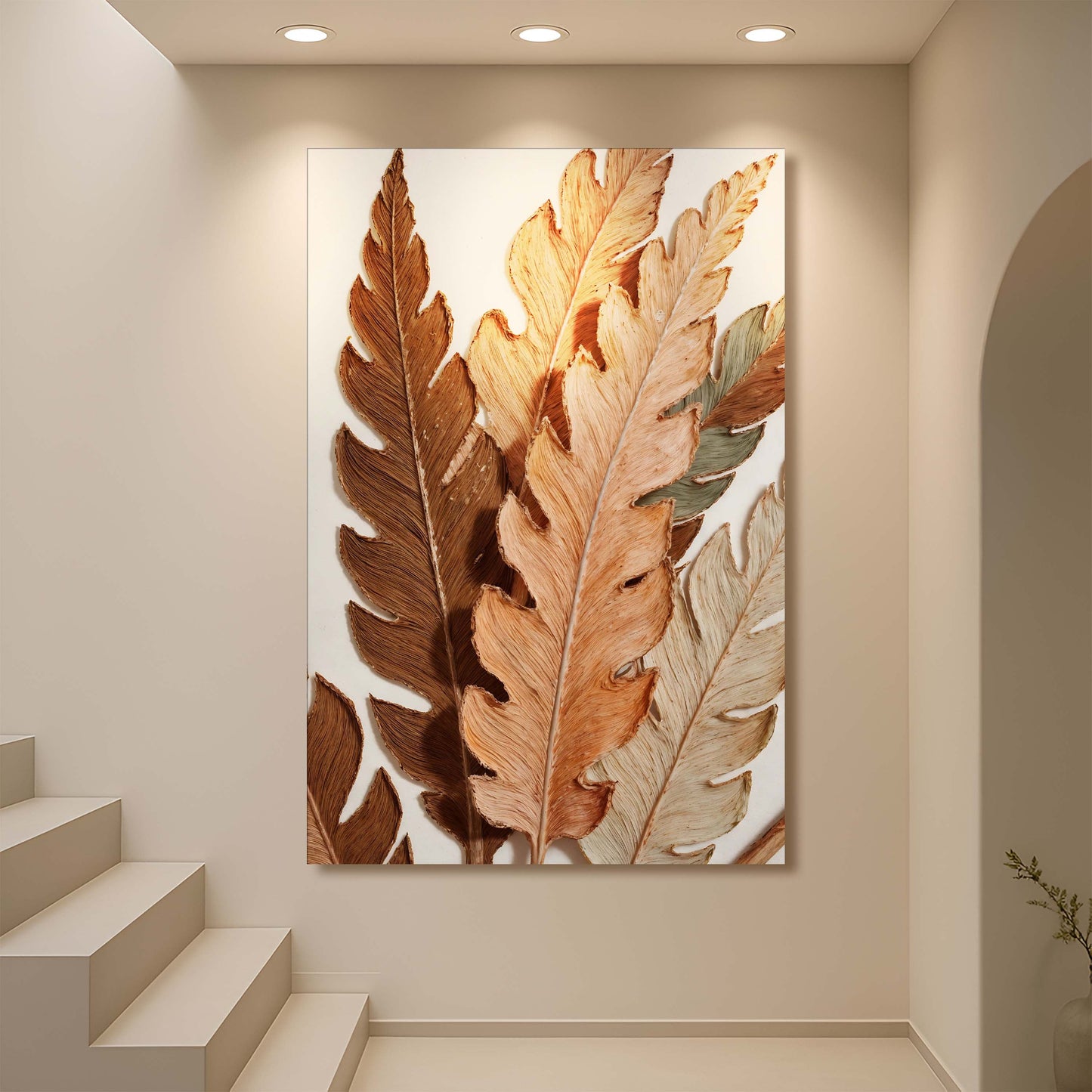 Abstract Autum Leaves Canvas by Tailored Canvases, brown tan leaf motif crafting canvas on Tampa Home & Garden Store