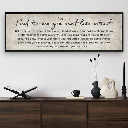 Find The One You Can't Live Without Family Sign III canvas with beige background and script on Tampa Home & Garden Store