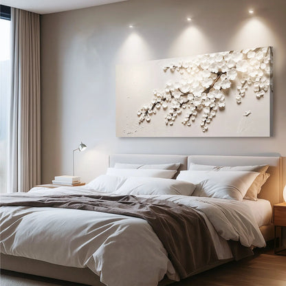 White Cherry Blossom Wall Art Canvas Made In USA