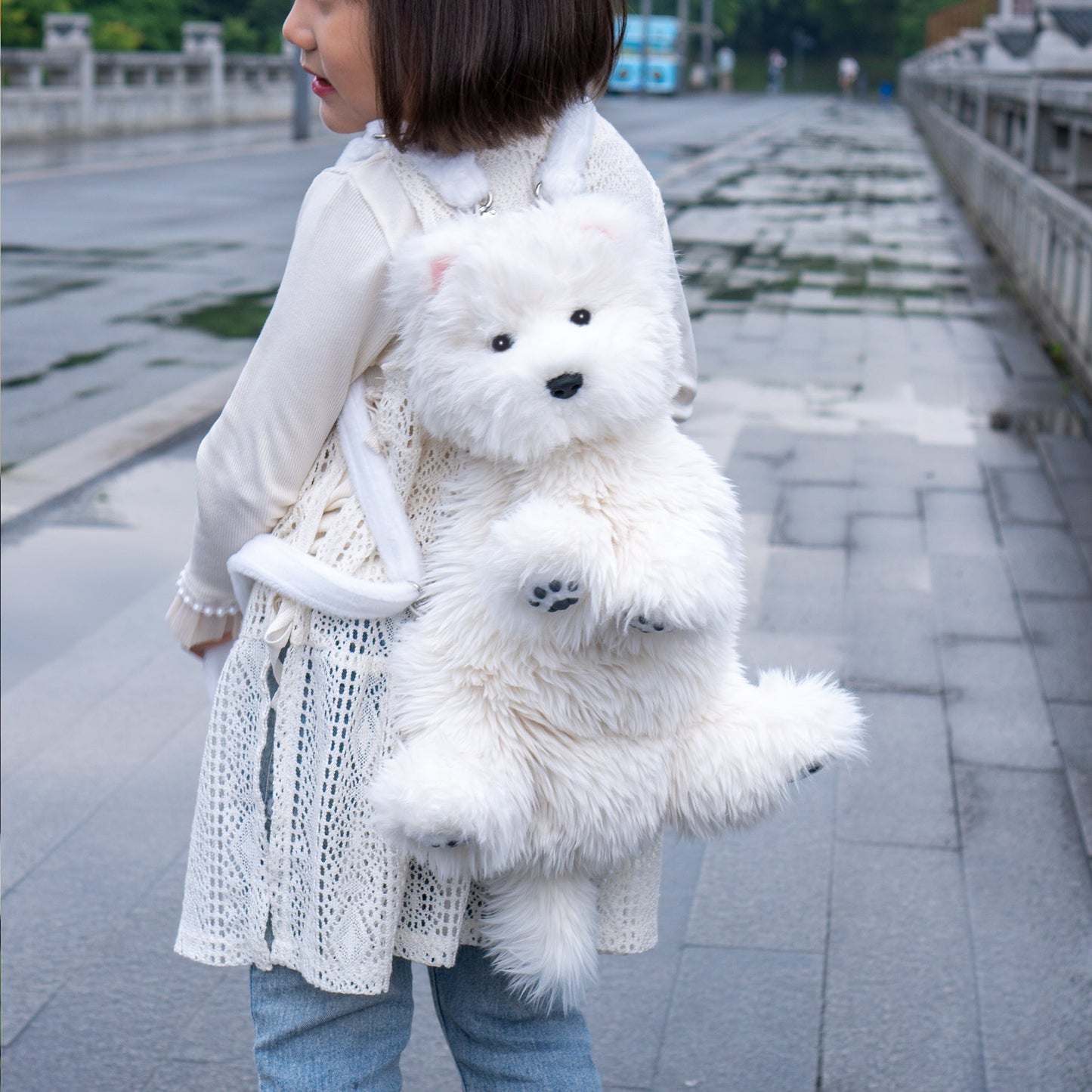 Sac à dos Westie – Sac en peluche pour filles et amantes des chiots
