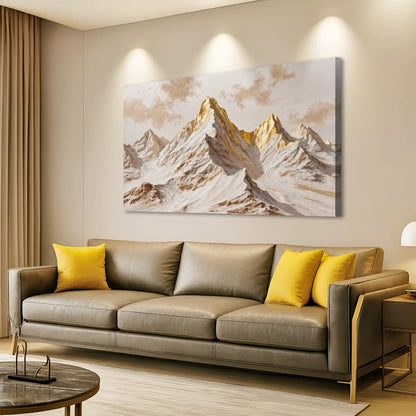 Golden Peaks Wall Art canvas by Tailored Canvases, gold-toned mountain landscape on Tampa Home & Garden Store