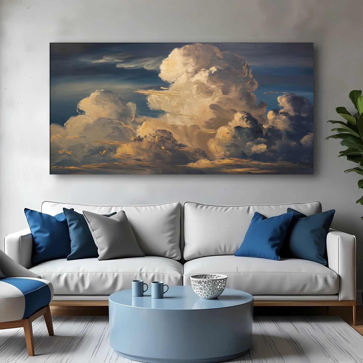 Cloud Wall Art canvas by Tailored Canvases, blue sky with cream clouds, crafting canvas on Tampa Home & Garden Store