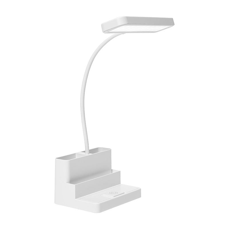 Stevvex LED desk lamp with pen storage, eye protection, dimmable white finish on Tampa Home & Garden Store