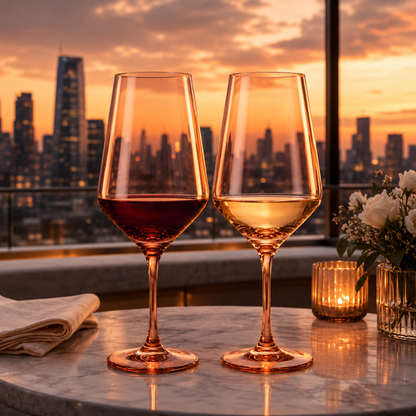 Burnt Orange Stemmed Wine Glassware Set of Two
