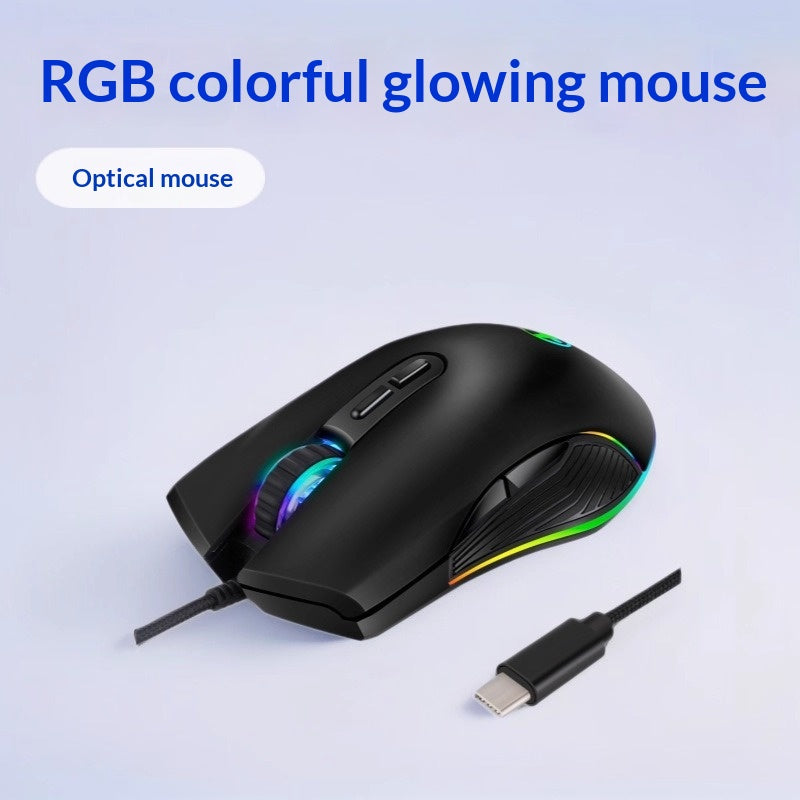 Ergonomic wired RGB gaming mouse with adjustable DPI and backlit optical sensor on Tampa Home & Garden Store