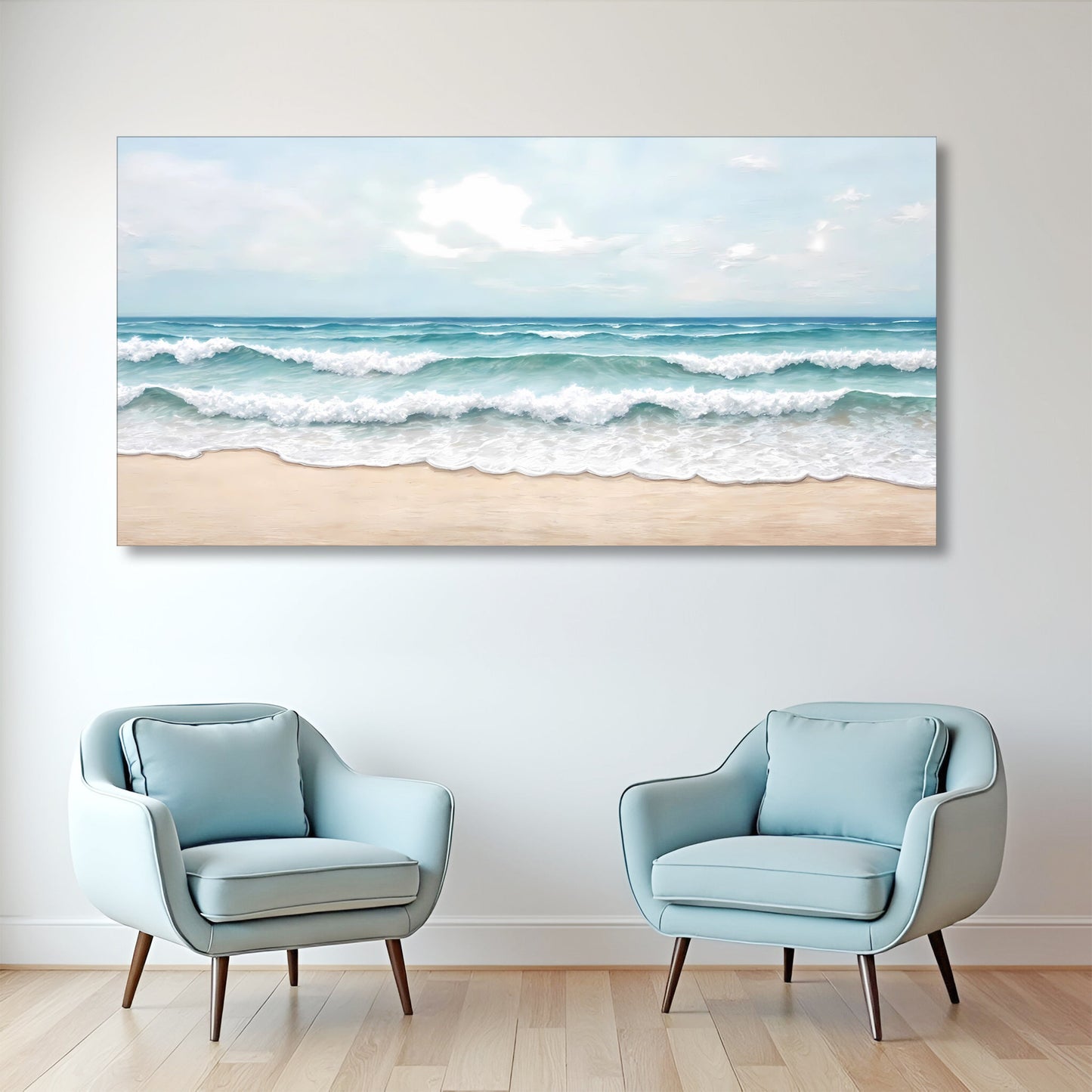 Serene Ocean Wave Coastal Wall Art canvas by Tailored Canvases; blue seascape with foamy waves on Tampa Home & Garden Store