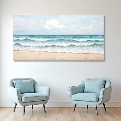 Serene Ocean Wave Coastal Wall Art canvas by Tailored Canvases; blue seascape with foamy waves on Tampa Home & Garden Store