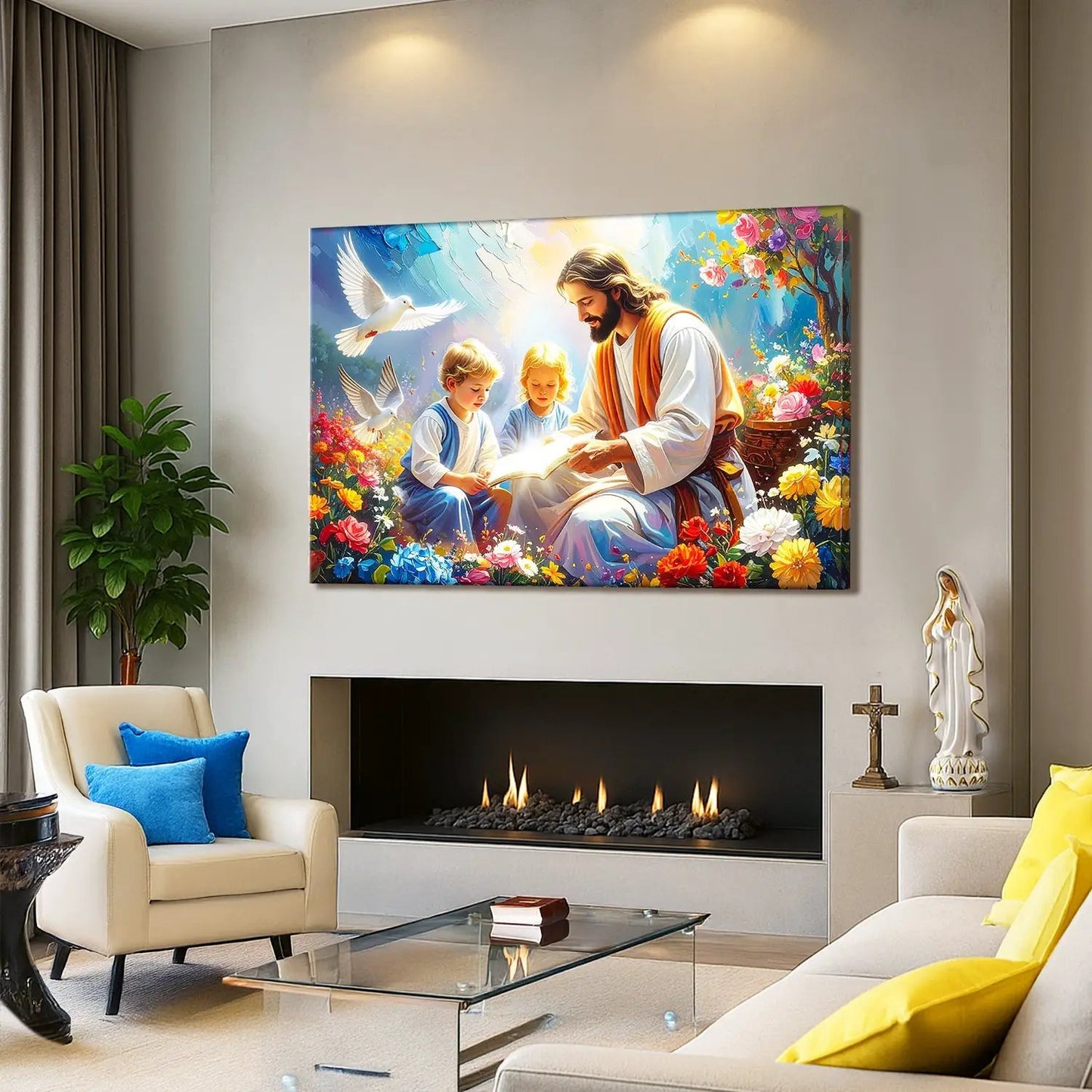 Jesus With Children Faith Wall Art IV canvas by Tailored Canvases, colorful scene on Tampa Home & Garden Store