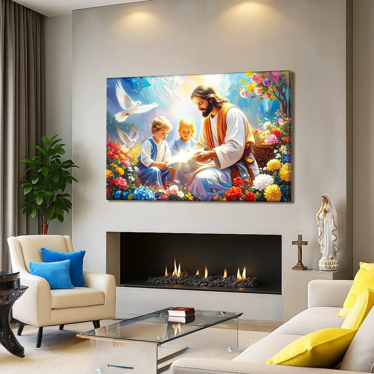 Jesus With Children Faith Wall Art IV canvas by Tailored Canvases, colorful scene on Tampa Home & Garden Store
