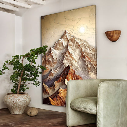 3D Minimalist Mountain Canvas wall art in bronze tones with peaks Tailored Canvases on Tampa Home & Garden Store