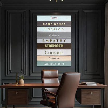 Shelf To Life Motivational Wall Sign canvas by Tailored Canvases; color bars with words on wall on Tampa Home & Garden Store