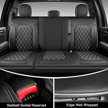 Umbrauto gray Nappa leather rear seat cover with diamond stitch panels, waterproof, airbag compatible on Tampa Home & Garden Store