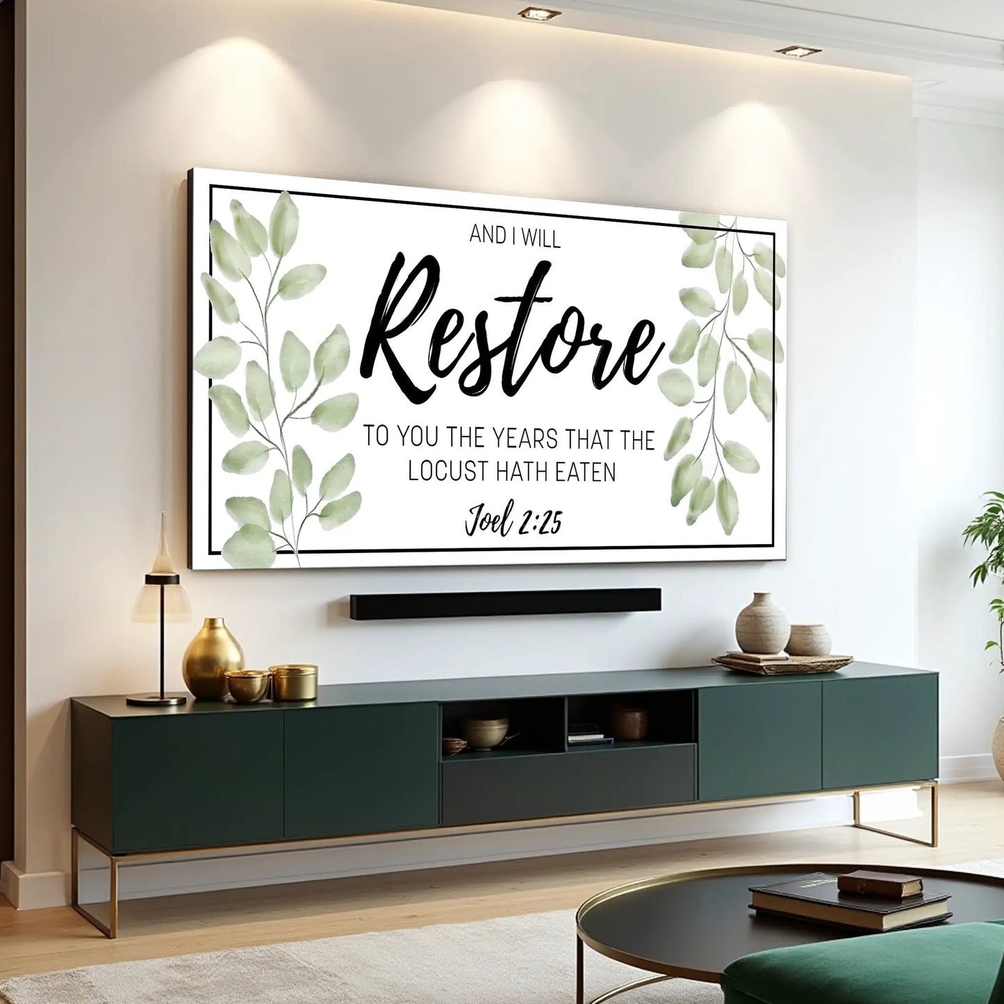 And I Will Restore To You Joel 2:25 Faith Sign II canvas by Tailored Canvases with border on Tampa Home & Garden Store
