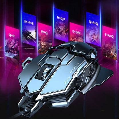Stevvex gaming ergonomic wired mouse 6400DPI with metallic blue-gray segmented chassis USB on Tampa Home & Garden Store