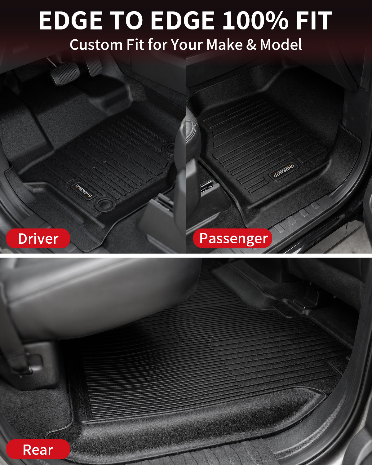 Umbrauto Ford F-150 all-weather floor mats, black TPE, full coverage driver passenger rear on Tampa Home & Garden Store