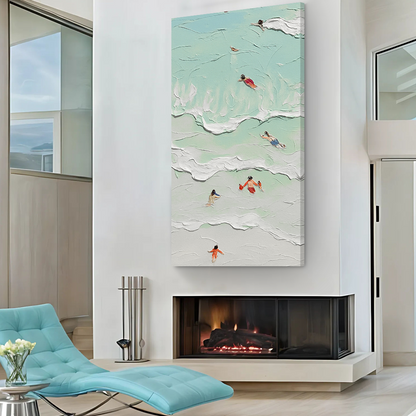 Beach Days Wall Art XXIII canvas by Tailored Canvases textured seafoam waves with swimmers on Tampa Home & Garden Store