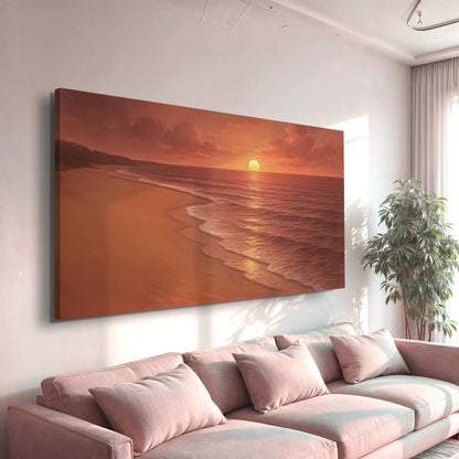 Beach Shoreline Coastal Wall Art VII canvas with orange sunset over ocean Tailored Canvases on Tampa Home & Garden Store