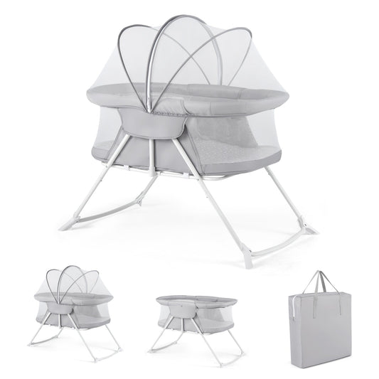 2-in-1 baby bassinet with rocking motion, gray, breathable mesh by DirectDeals on Tampa Home & Garden Store