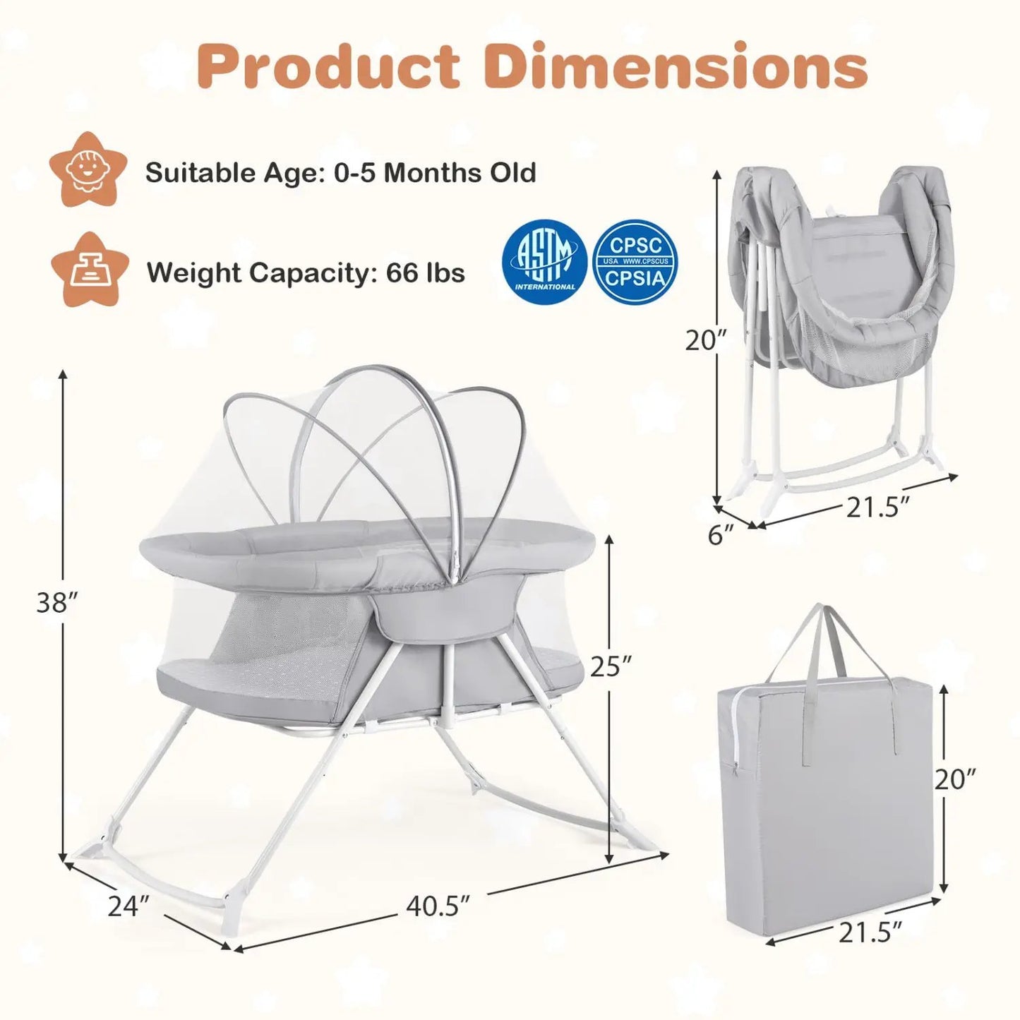 2 In 1 Baby Bassinet Rocking Motion Sleeper