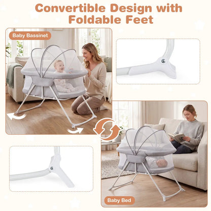 2 In 1 Baby Bassinet Rocking Motion Sleeper