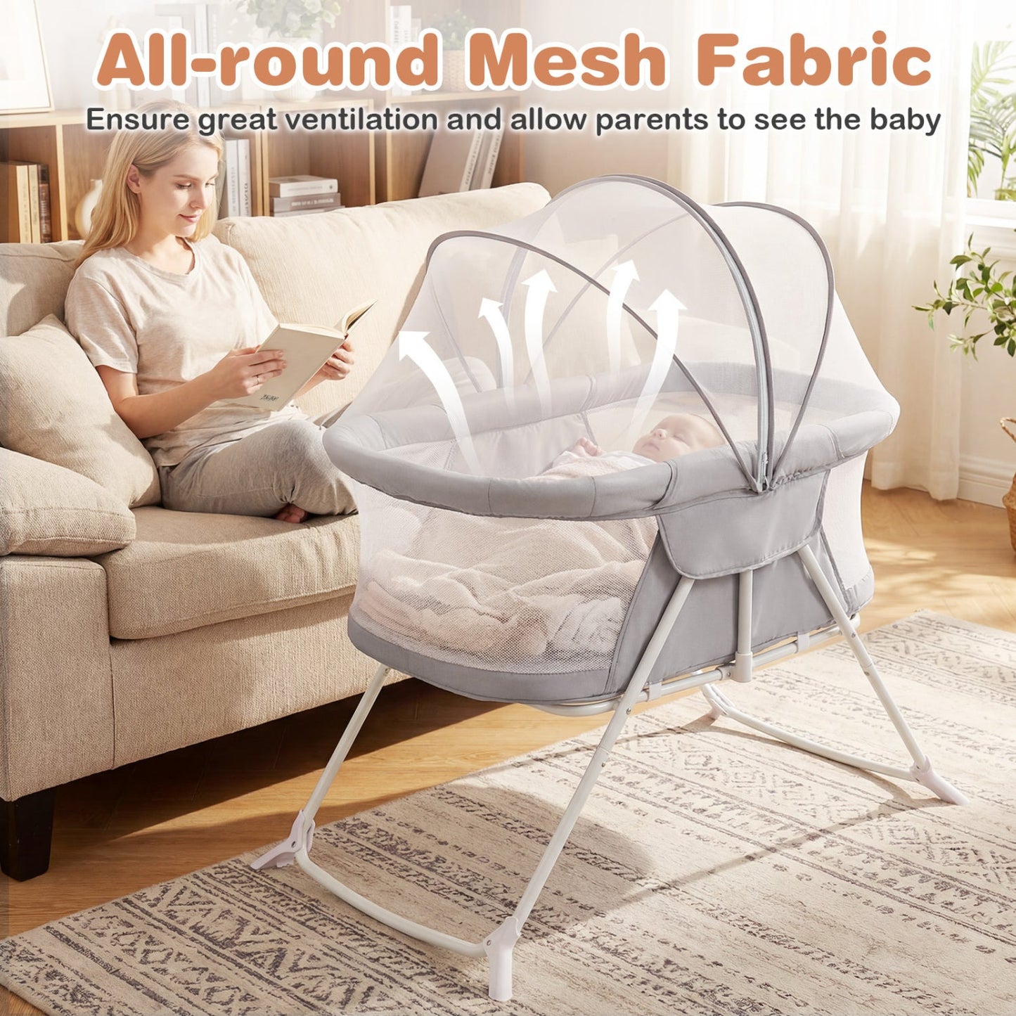 2 In 1 Baby Bassinet Rocking Motion Sleeper